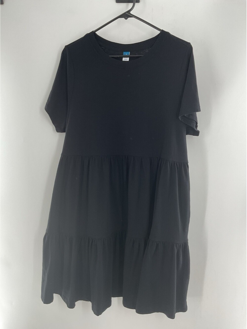 Old Navy Women’s Size Large Short Sleeve Black Dress Casual Midi 058